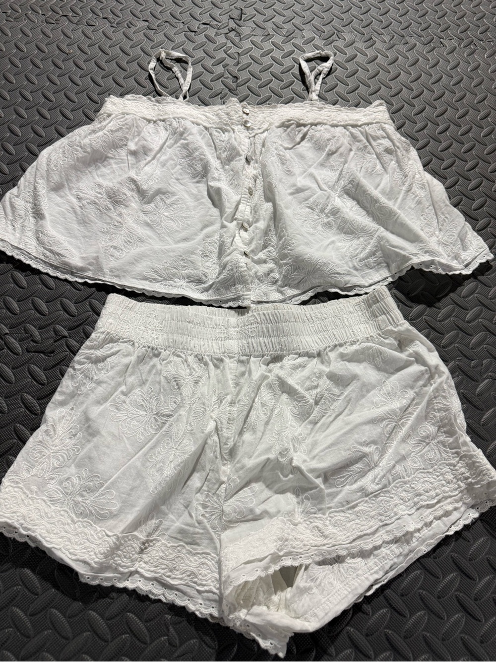 Shabby Chic White Lace-Trim Cami & Shorts Sleep Set